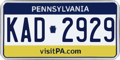 PA license plate KAD2929