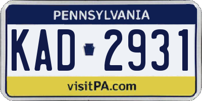 PA license plate KAD2931