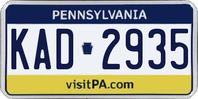 PA license plate KAD2935