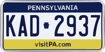 PA license plate KAD2937
