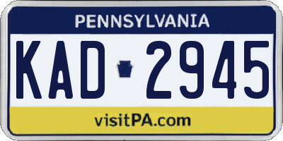 PA license plate KAD2945