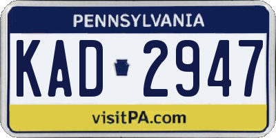 PA license plate KAD2947
