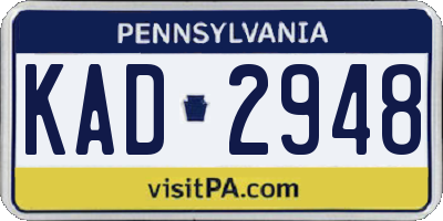 PA license plate KAD2948