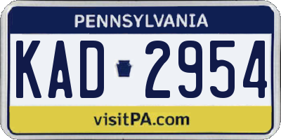 PA license plate KAD2954