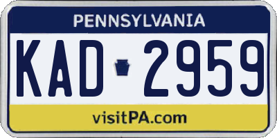 PA license plate KAD2959