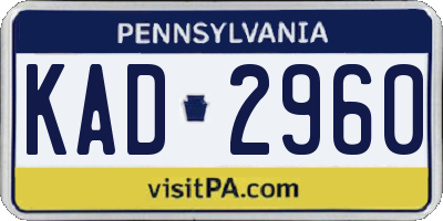 PA license plate KAD2960