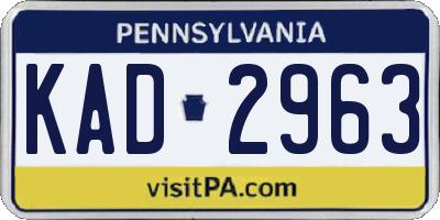 PA license plate KAD2963