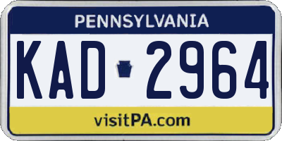 PA license plate KAD2964