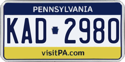 PA license plate KAD2980