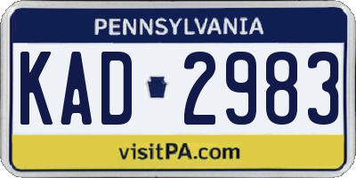 PA license plate KAD2983