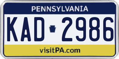 PA license plate KAD2986