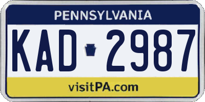 PA license plate KAD2987