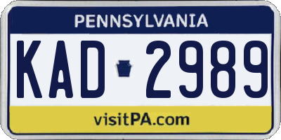 PA license plate KAD2989