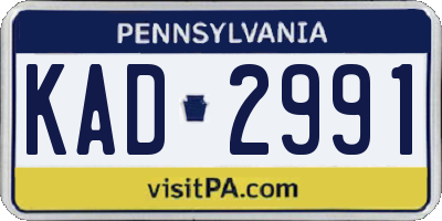 PA license plate KAD2991