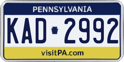 PA license plate KAD2992