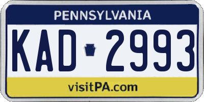 PA license plate KAD2993