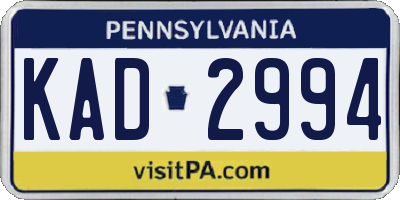 PA license plate KAD2994