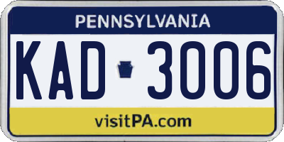 PA license plate KAD3006