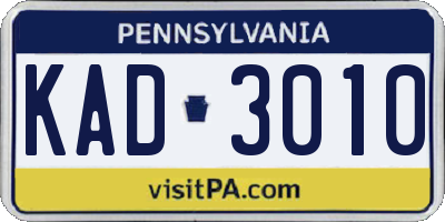 PA license plate KAD3010