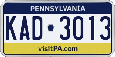 PA license plate KAD3013