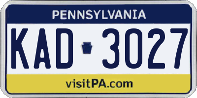 PA license plate KAD3027