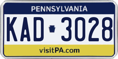 PA license plate KAD3028