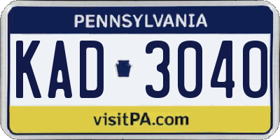 PA license plate KAD3040
