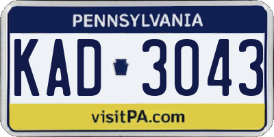 PA license plate KAD3043