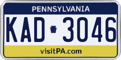 PA license plate KAD3046