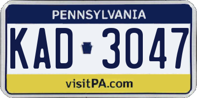 PA license plate KAD3047