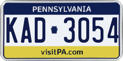 PA license plate KAD3054