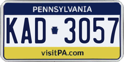 PA license plate KAD3057