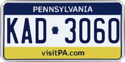 PA license plate KAD3060