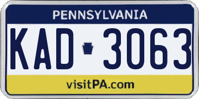 PA license plate KAD3063