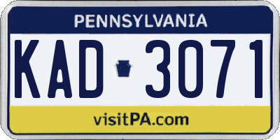 PA license plate KAD3071