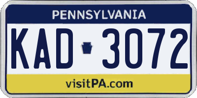 PA license plate KAD3072