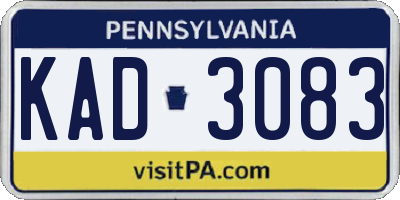 PA license plate KAD3083