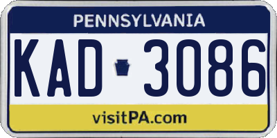 PA license plate KAD3086