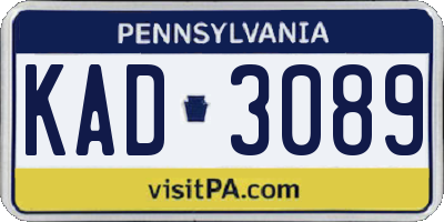 PA license plate KAD3089