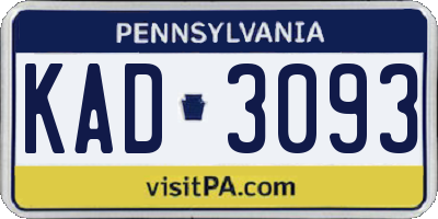 PA license plate KAD3093