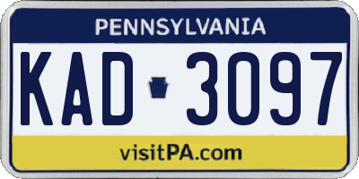 PA license plate KAD3097