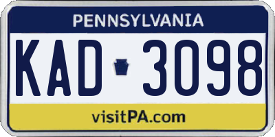 PA license plate KAD3098