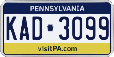 PA license plate KAD3099