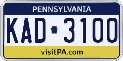 PA license plate KAD3100