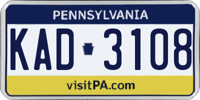 PA license plate KAD3108