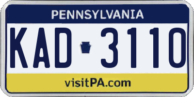 PA license plate KAD3110