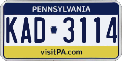 PA license plate KAD3114