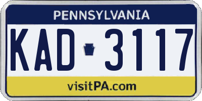 PA license plate KAD3117
