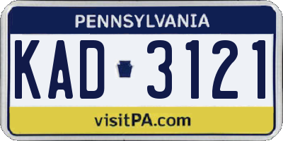 PA license plate KAD3121