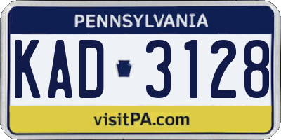 PA license plate KAD3128